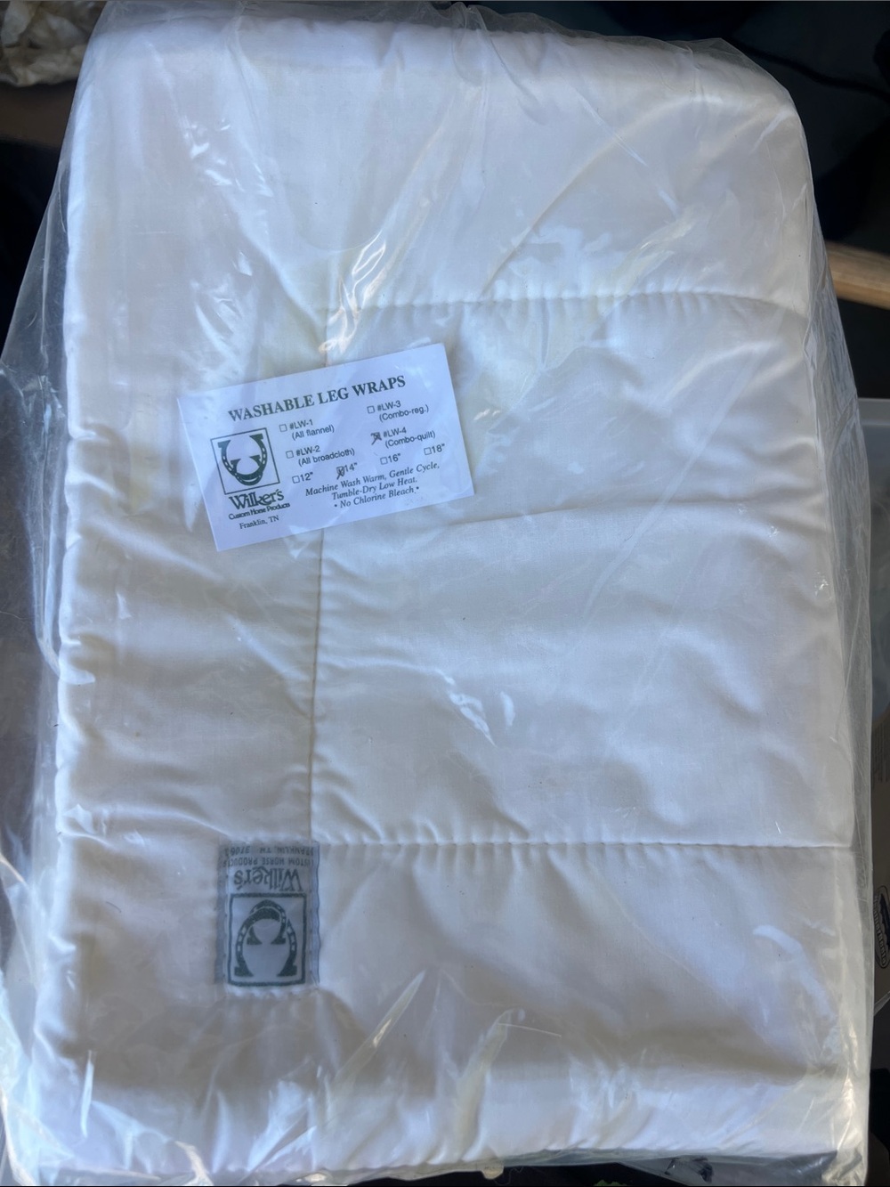 Wilkes 14” Combo White Washable Quilted Leg Wraps - White